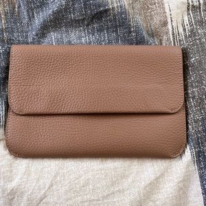 Cuyana system flap bag cappuccino color pebbled leather